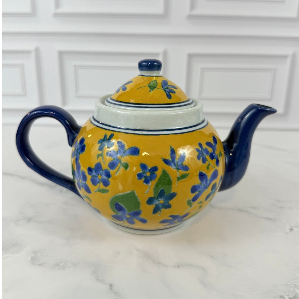 Vintage April Cornell Floral Violets Teapot RARE‎ Mint Condition!
